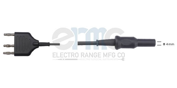 International 3 Pin Plug Monopolar Cable 4mm Plug Fitting