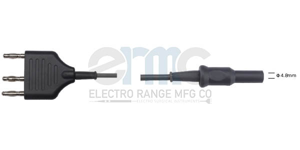 International 3 Pin Plug Monopolar Cable 4.8mm Plug